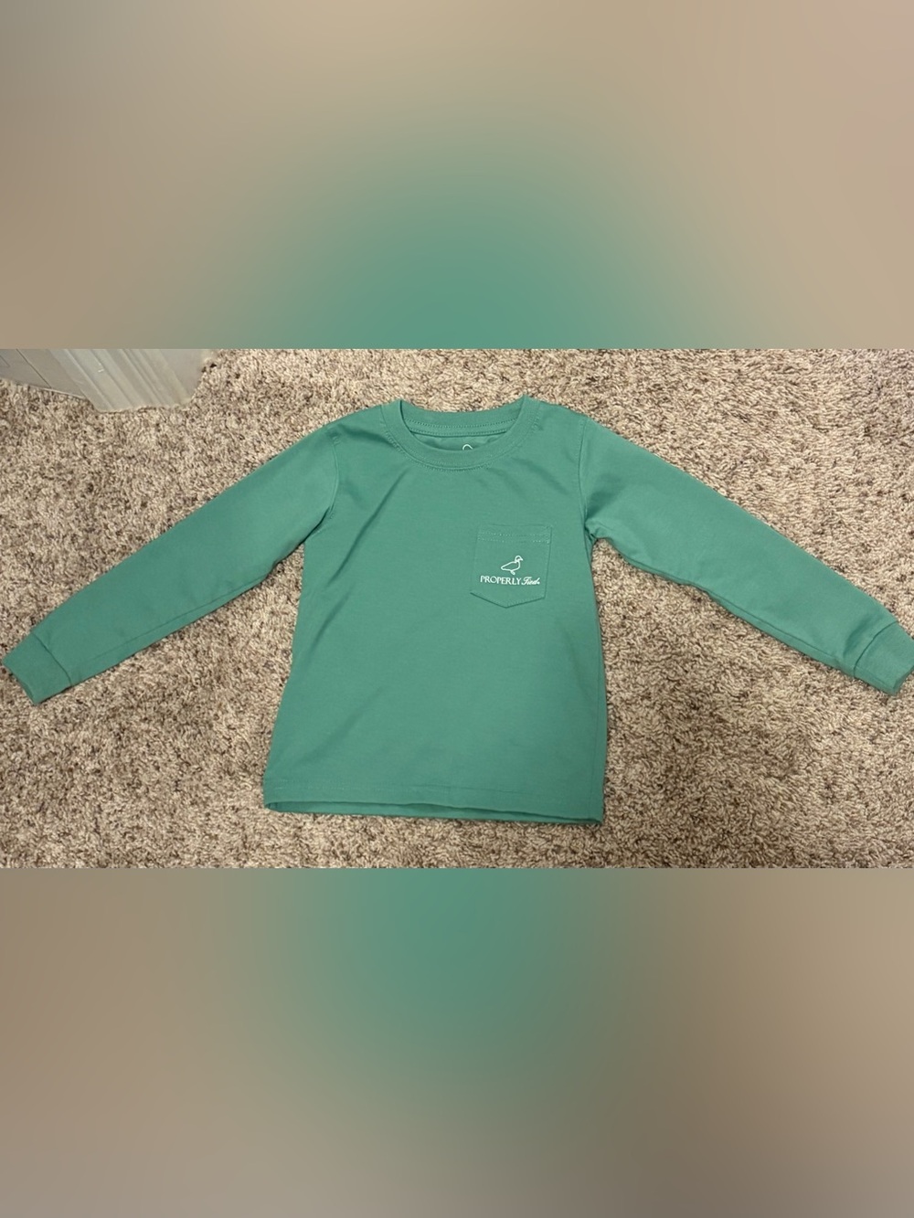 Kids' Long Sleeve Pocket Tee in Teal by Properly Tied